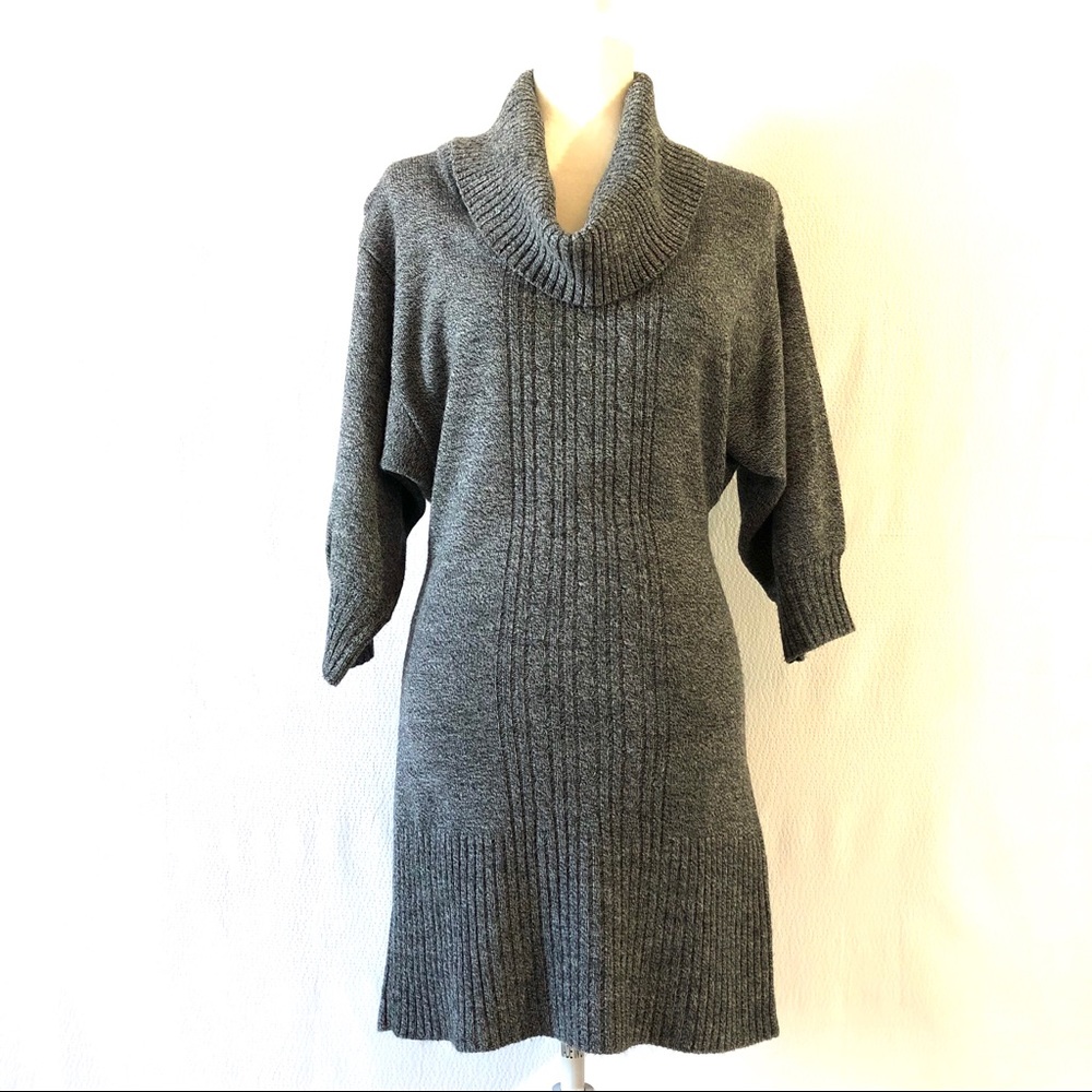 A. Byer Cowl Neck Heather Gray Sweater Dress